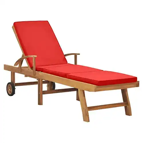 Teak-Gartenliege vidaXL Teak Massiv Sonnenliege mit Auflage