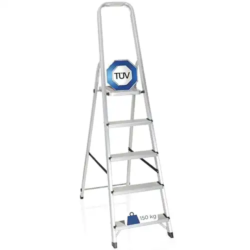 Haushaltsleiter (5 Stufen) hjh OFFICE 801100 Klappleiter SOLID III