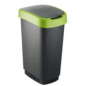 Mülleimer Rotho Twist Abfalleimer, Kunststoff, Schwarz/Grün, 50 l