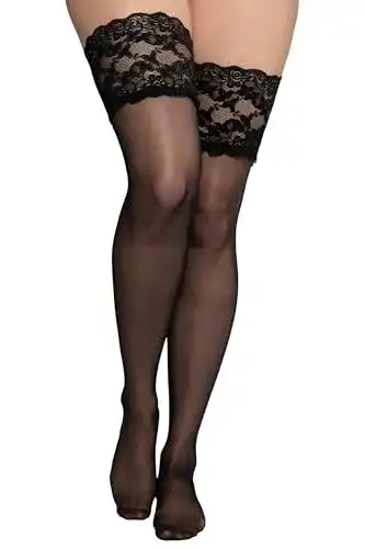 Halterlose Strümpfe Ulla Popken Damen, Schwarz, Einheitsgröße