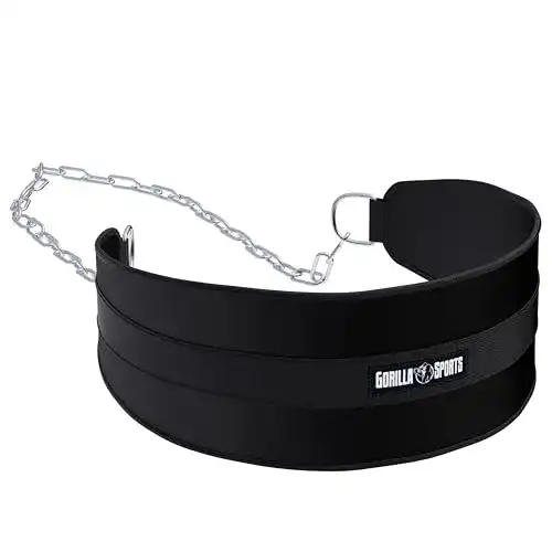 Dip-Gürtel GORILLA SPORTS ® Nylon mit Kette und Karabiner