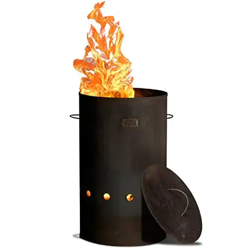 Feuertonne Alpha Stoke Industriell, Cortenstahl und Edelstahl