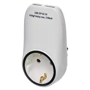 USB-Steckdosenadapter EMOS P0072 Steckdose, 2 USB-Ports
