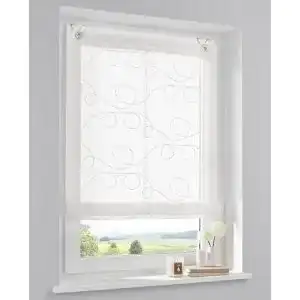 Raffrollo Rollos & More Ösenrollo Jasmin Stick Weiss 120*130 cm