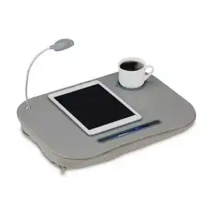 Laptopkissen Relaxdays , LED-Licht, tragbar, flacher Lapdesk, mit Getränkehalter