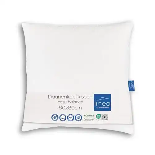 Federkissen 80×80 Böhmerwald Komfort Kopfkissen, 70% Federn