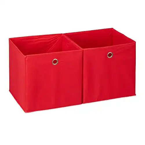 Faltbox Relaxdays Aufbewahrungsbox Stoff 2er Set, quadratisch