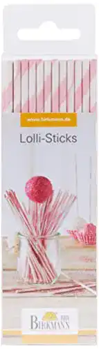 Cake-Pop-Stiele RBV Birkmann, 443198, Lolli-Sticks rosa gestreift