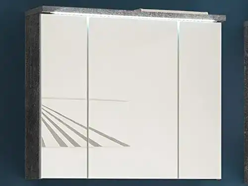 Bad Spiegelschrank mit Beleuchtung möbelando Peter Beton/Weiß