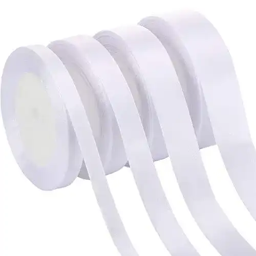 Satinband Tatuo 4 Rollen Verschönerungsband, 4 Größen, Weiß