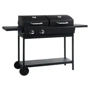 Kombigrill vidaXL mit 2 Brennern klappbaren Beistelltischen