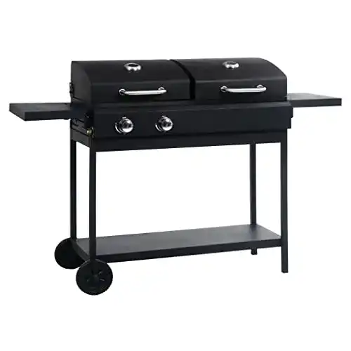 Kombigrill vidaXL mit 2 Brennern klappbaren Beistelltischen