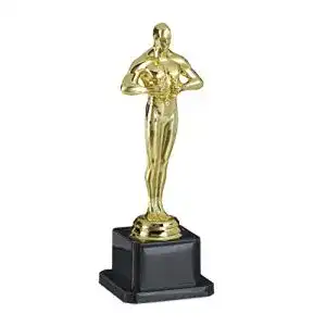 Oscar-Statue Relaxdays Unisex Jugend, Gold, quadratischer Sockel