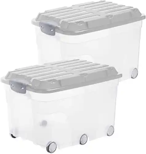 Plastikkisten Rotho Roller 6 2er-Set Aufbewahrungsbox 57l