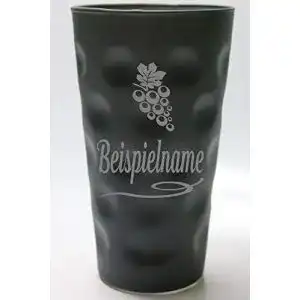 Dubbeglas Beschdstoff farbig schwarz graviert mit Name und Bild