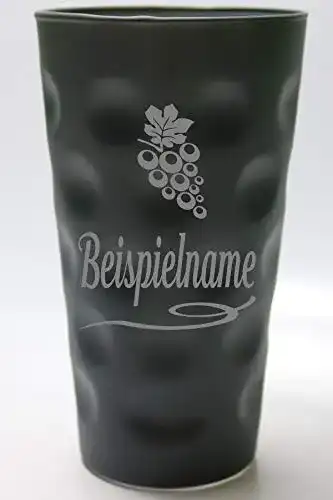 Dubbeglas Beschdstoff farbig schwarz graviert mit Name und Bild