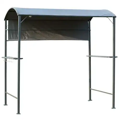 Grillpavillon Outsunny mit Flammschutzdach, BBQ-Pavillon 2 Ablage