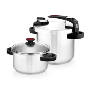 Schnellkochtopf-Set BRA Tekna, Edelstahl, grau, 24 cm, 7+4 Liter
