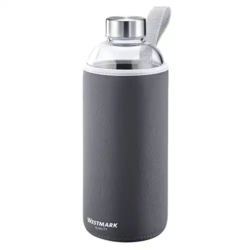 Glas-Trinkflasche 1l Westmark Trinkflasche, aus Glas mit Aufdruck
