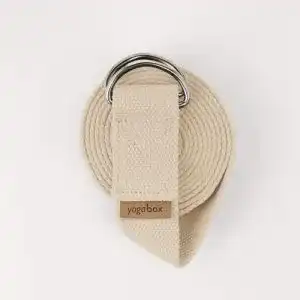 Yogagurt Yogabox mit Verschluss aus Zwei D-Ringen, 2.5 m, Natur