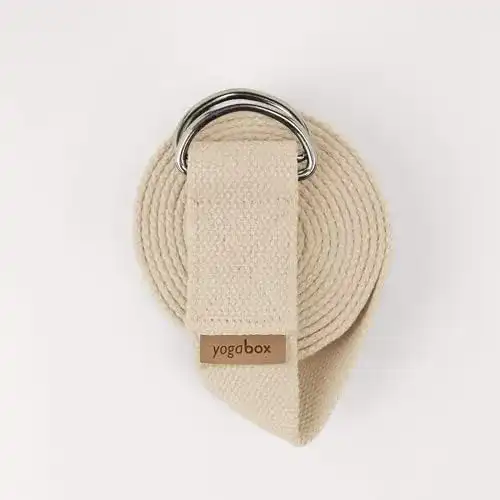 Yogagurt Yogabox mit Verschluss aus Zwei D-Ringen, 2.5 m, Natur