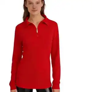 Skipullover Damen Brandsseller Ski Shirt Baumwolle Rollkragen