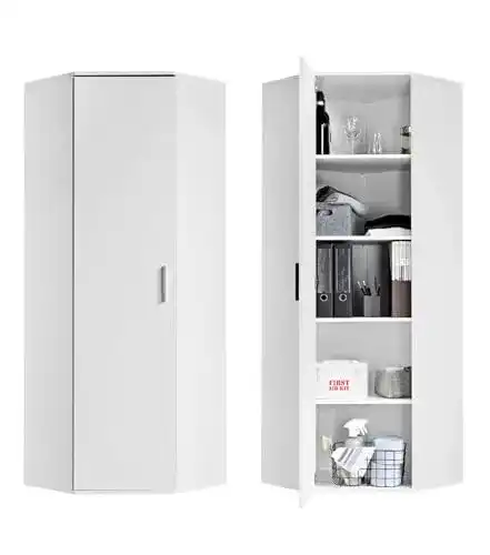 Eckschrank mokebo ® in weiß aus Holz ‘Der Lange’