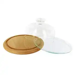Käseglocke Trendglas Jena mit Bambus- u. Glasunterteller, 17 cm