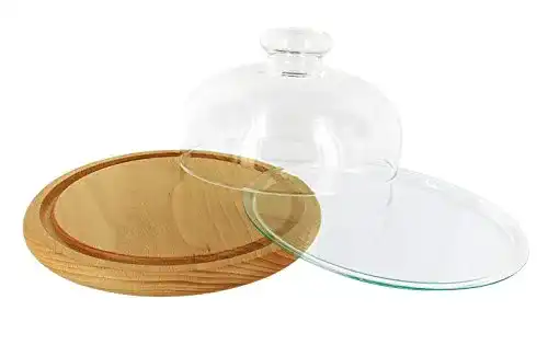 Käseglocke Trendglas Jena mit Bambus- u. Glasunterteller, 17 cm