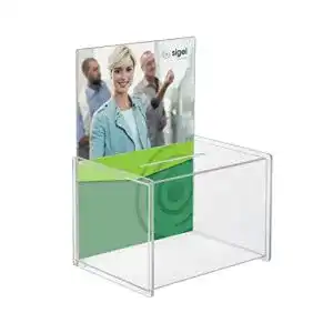 Spendenbox Sigel VA150 / Losbox, mit Einstecktafel für A4, Acryl