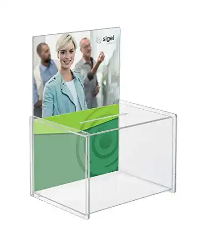 Spendenbox Sigel VA150 / Losbox, mit Einstecktafel für A4, Acryl