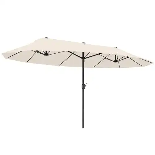 Doppelsonnenschirm Outsunny, mit Handkurbel Beige Oval