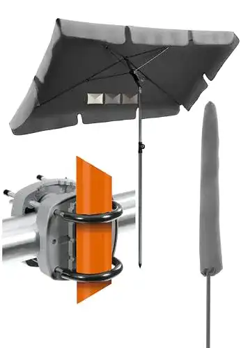 Balkonschirm-Rechteckig 4smile 2-IN-1-SET, UV50+, 200x125cm
