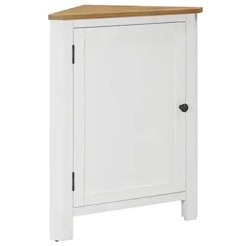 Eckschrank vidaXL Eichenholz Massiv mit 3 Regalböden Kommode