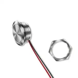 Taster Metzler ultraflacher Edelstahl Druck rostfrei IP67, Ø 19 mm