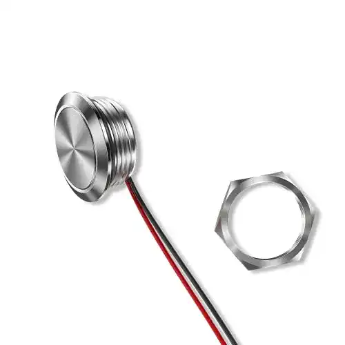 Taster Metzler ultraflacher Edelstahl Druck rostfrei IP67, Ø 19 mm