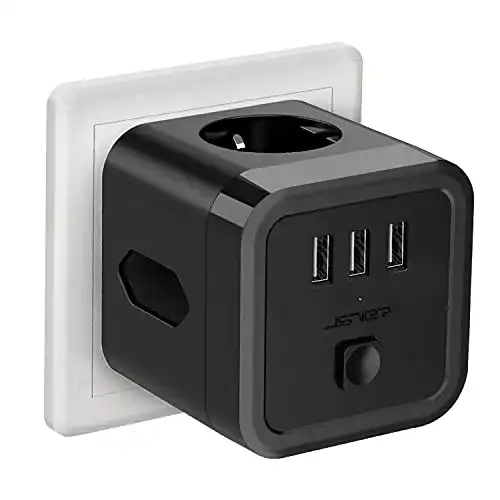 Steckdosenwürfel ohne Kabel JSVER USB Steckdose