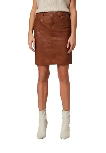Lederrock RICANO 0132 – Damen Leder-Rock Knielang 5-Pocket