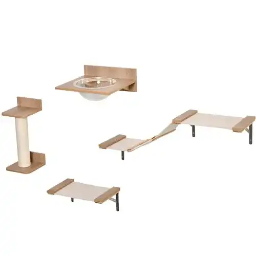 Katzen-Kletterwand Pawhut 4tlg. Kletterwand für Katzen