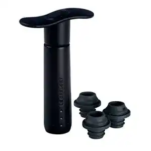 Weinpumpe LE CREUSET, Set inkl. 3 Verschlüssen, Schwarz