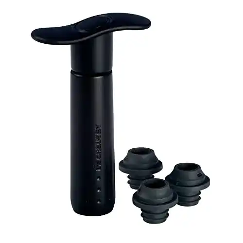 Weinpumpe LE CREUSET, Set inkl. 3 Verschlüssen, Schwarz