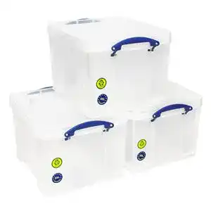 Aufbewahrungsbox Really Useful en 3er-Pack 35 l farblos