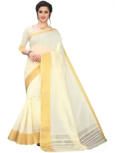 Sari leeza store Damen Tissue Cotton Kerala Kasavu Saree