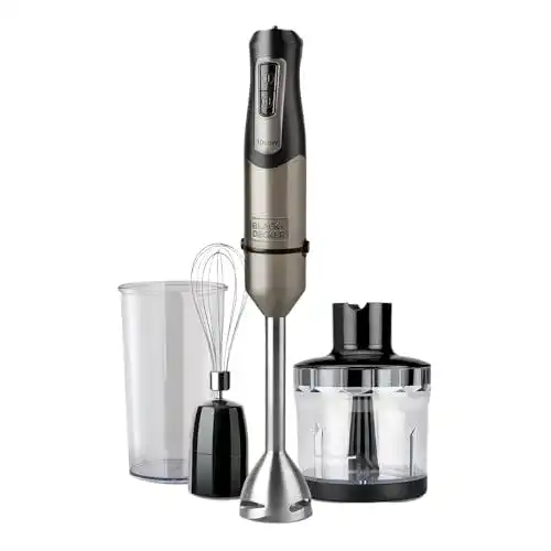 Stabmixer Black+Decker BXHBA600E, 600, Edelstahl, Weiß