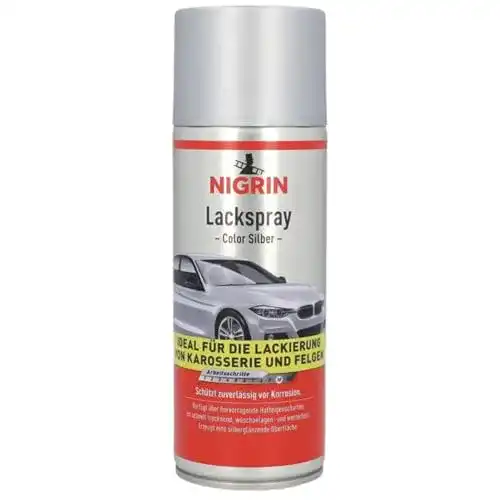 Felgenlack Silber NIGRIN Lackspray, 400 ml, Autolack Silber, schützt