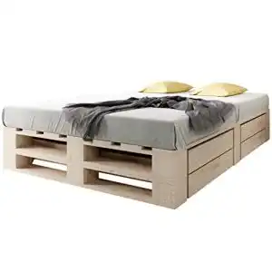Palettenbett sunnypillow M2 aus Holz 140 x 200 cm mit Lattenrost