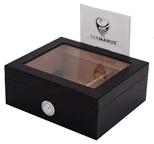 Germanus-Humidor GERMANUS Zigarren Humidor Black Beauty für ca. 50 Zigaretten