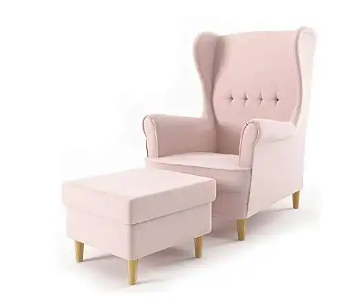 Antik-Sessel Sofini Ohrensessel Milo mit Hocker