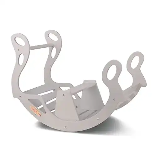 Kletterbogen KiddyMoon Rocker Bogen Wippe aus Holz, grau