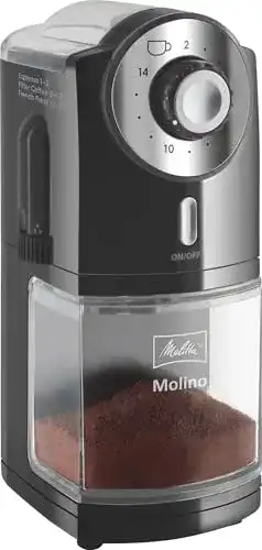 Elektrische Kaffeemühle Melitta 1019-02 Kaffeemühle Molino, elektrisch, Scheibenmahlwerk, schwarz